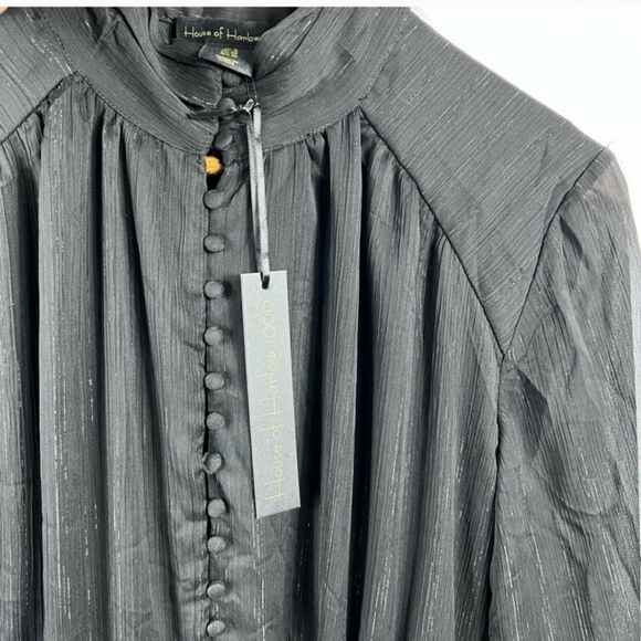 NWT HOUSE OF HARLOW 1960 Black Ruched Mini Dress in Size 6 - Picture 3 of 10